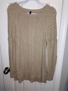 Falls Creek Beige Cable Knit Scoop Neck Sweater